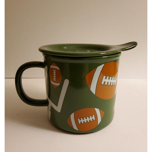 Temp-tations by Tara Football Mug with Lid - 24Oz Stoneware Soup Mug! - Picture 2 of 5